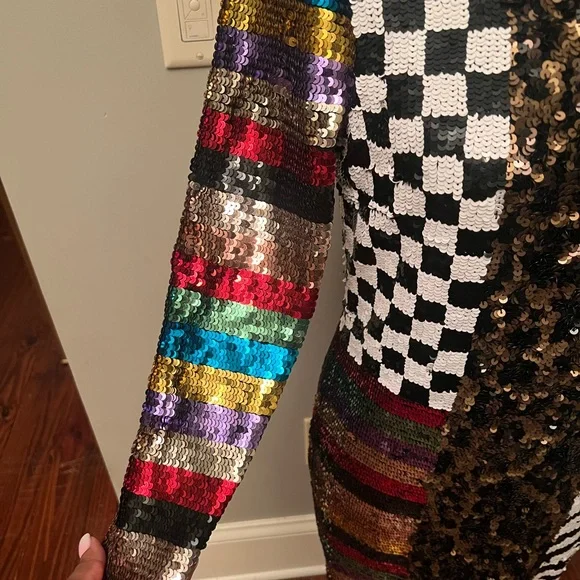 Multi color/multi print sequin cocktail dress - Picture 3 of 8